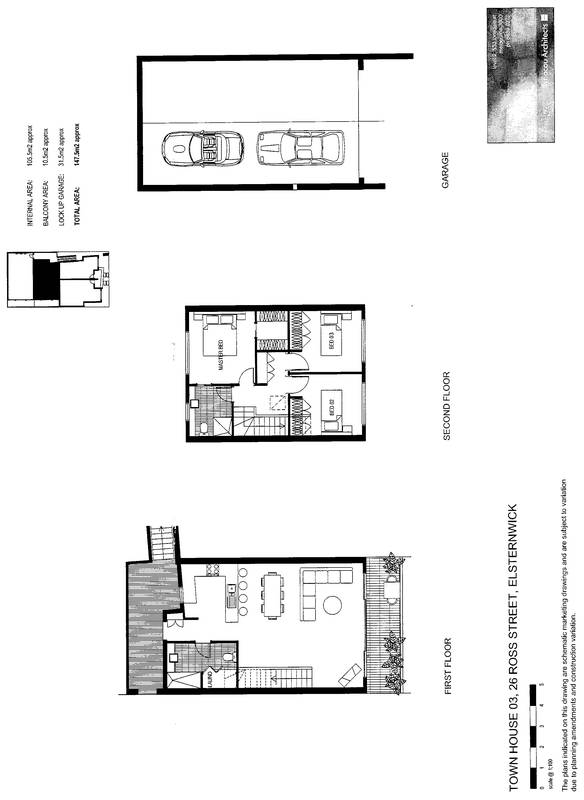 This three level townhouse is set back from the street, private and secure. Picture
